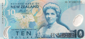 ニュージーランドドル 10ドル紙幣表